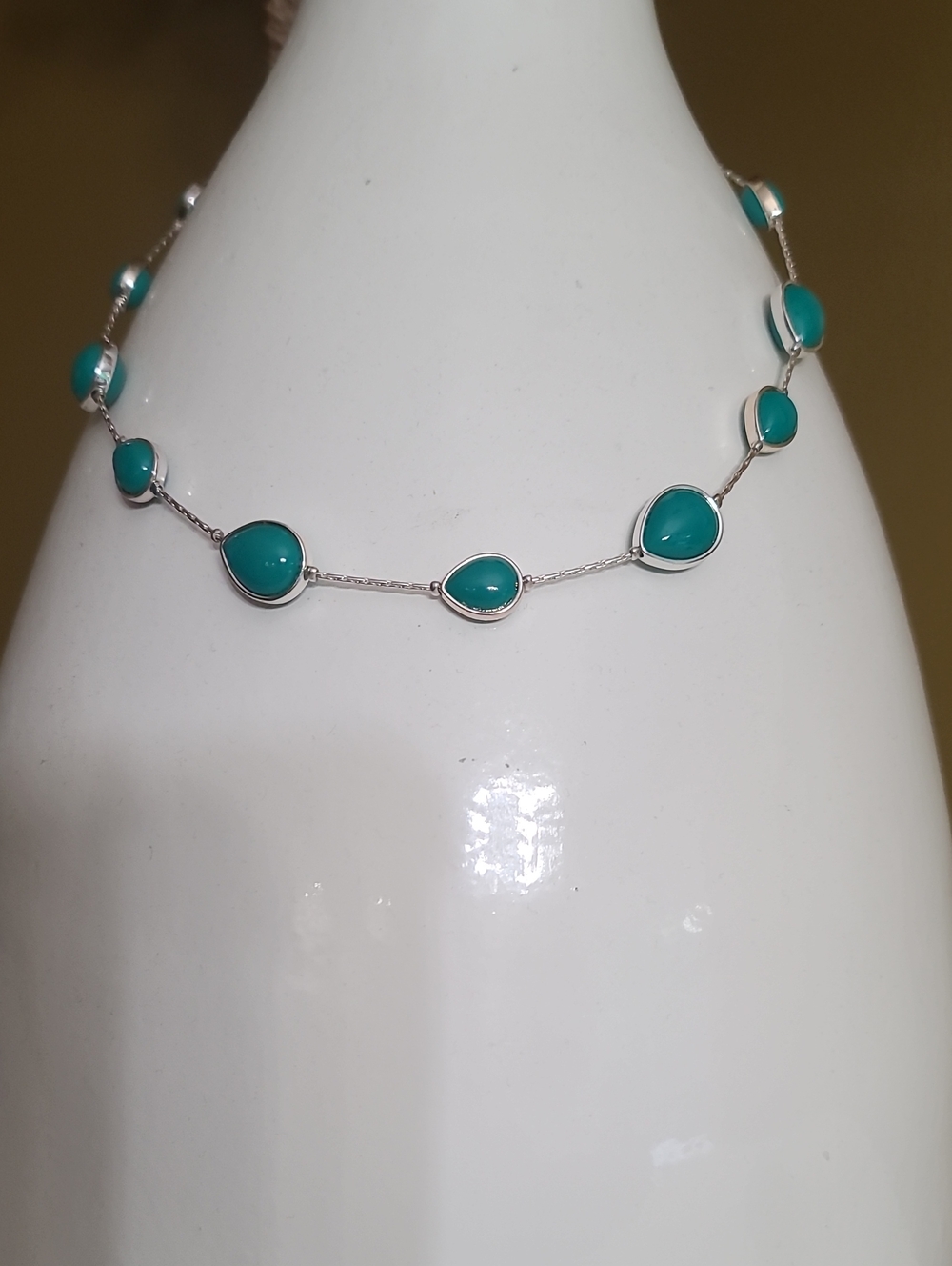 JNY Silver Necklace with Teal Stone Accents - Women's Jewelry